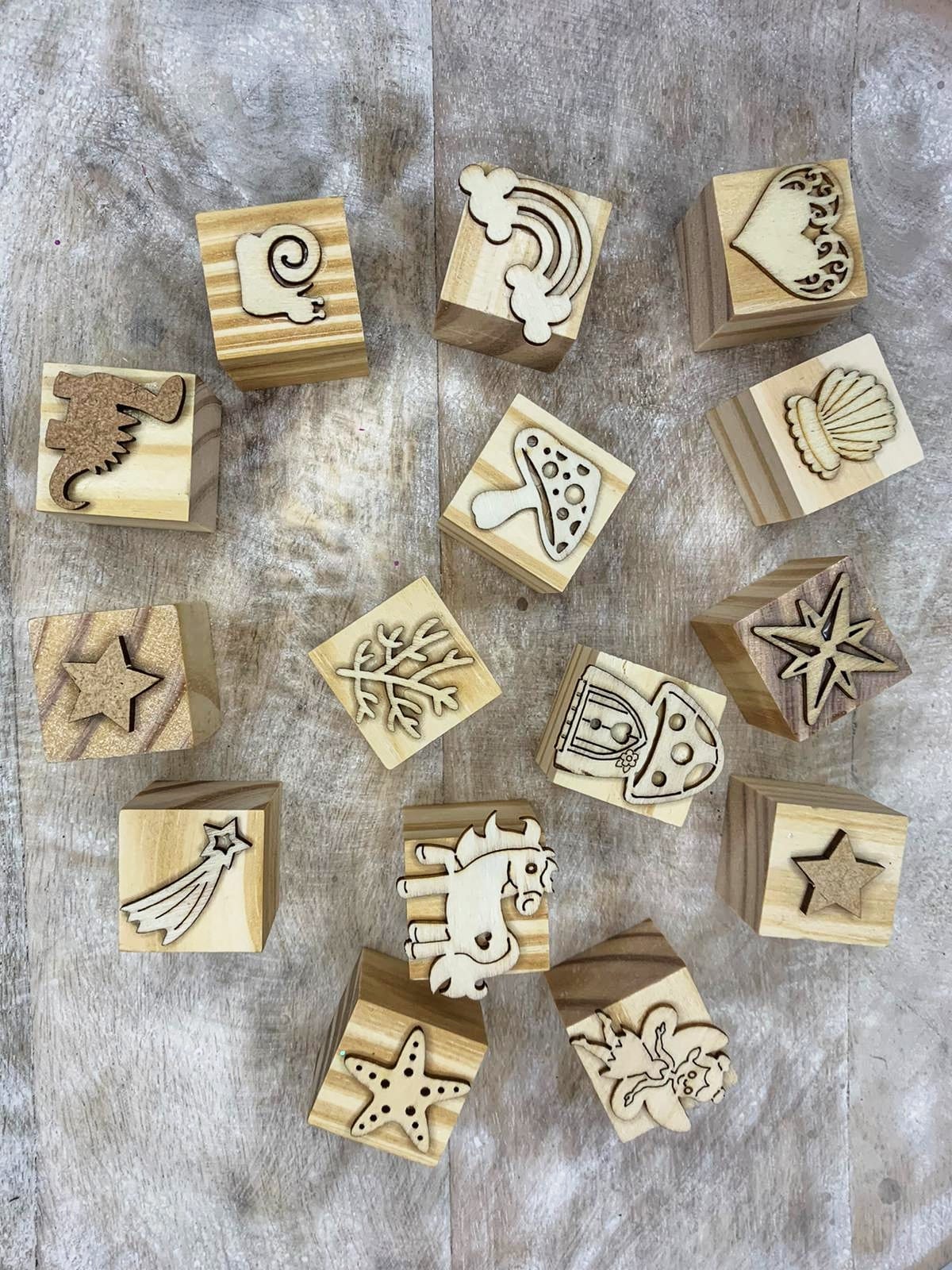 Wooden Cube Stamps Buy 2 get 1 FREE